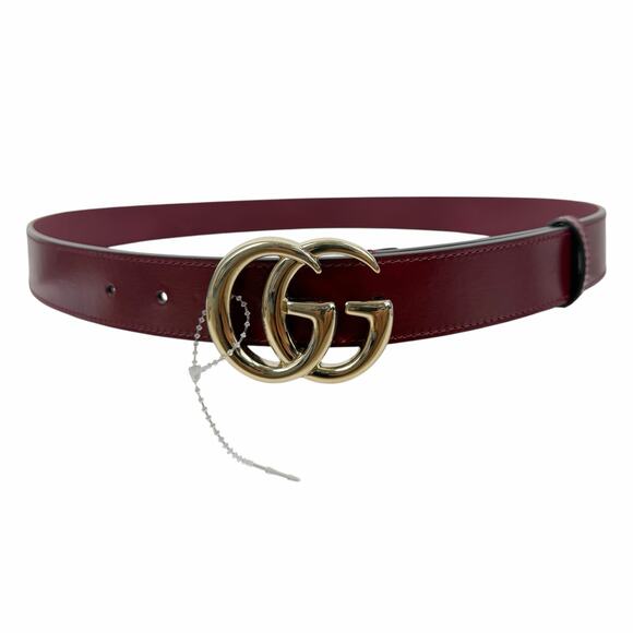 Gucci GG Marmont Belt Red Leather Gold Buckle Women Size 95/38